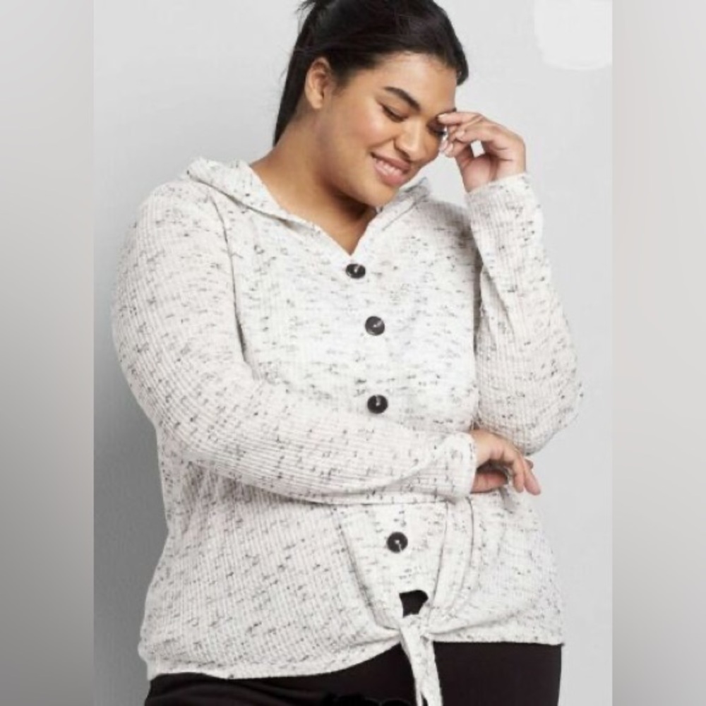 Lane Bryant Tie Hem Waffle Hoodie 14/16